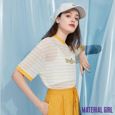 MATERIAL GIRL 小花LOGO印花條紋寬鬆上衣-2102