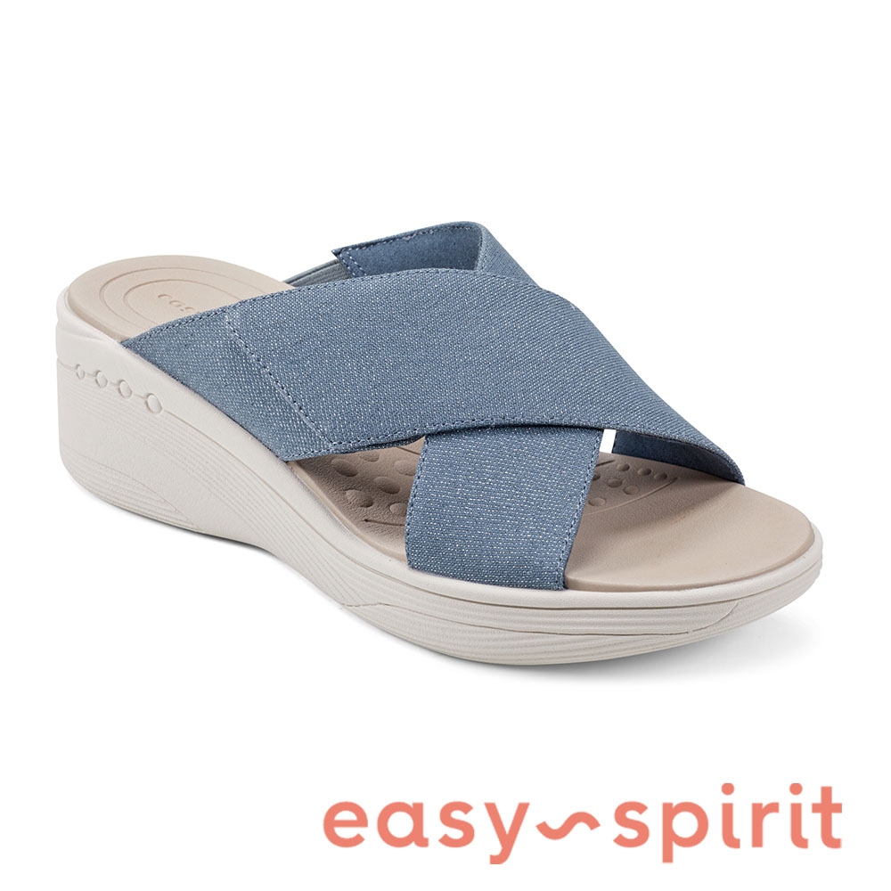 Easy-Spirit-seBINDIE2 牛仔交叉雙帶厚底拖鞋-藍色