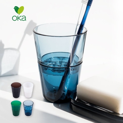 日本OKA PLYS base晶透風雙層牙刷瀝水杯架-4色可選
