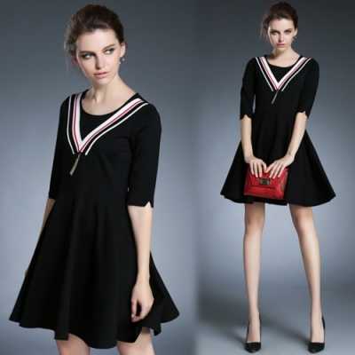 【KEITH-WILL】時尚學院風極素修身洋裝