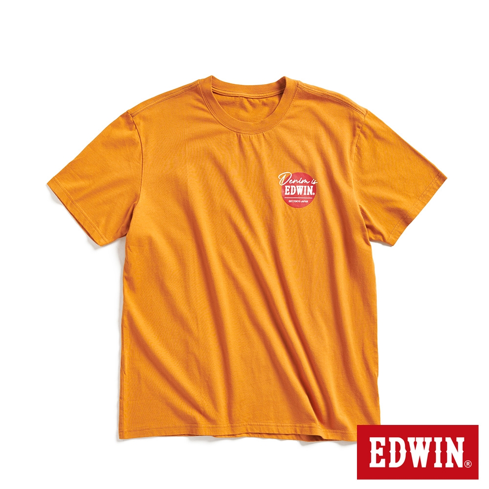 EDWIN 圓標LOGO短袖T恤-男-黃褐色