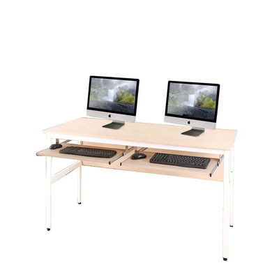 DFhouse巴菲特電腦辦公桌+雙鍵盤-楓木色 150*60*76