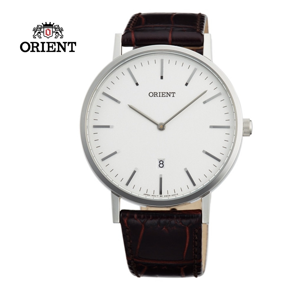 ORIENT 東方錶 SLIM系列 極簡風格石英錶 皮帶款 時尚銀 FGW05005W-40.0mm