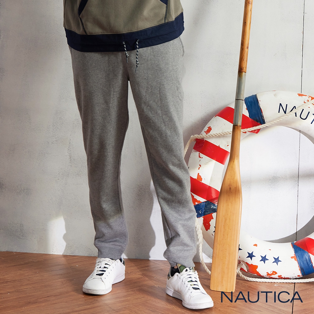 Nautica男裝素面LOGO休閒長褲-灰色