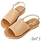 Ann’S簡單模樣-柔軟綿羊皮一字寬帶平底涼鞋-棕(版型偏小) product thumbnail 1