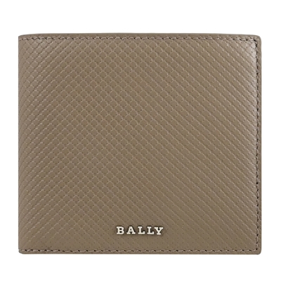 BALLY LYIES 金屬LOGO壓紋裝飾牛皮4卡零錢短夾(大象灰)