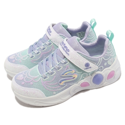 Skechers 休閒鞋 S Lights 中童鞋 紫 炫彩 燈鞋 閃燈 愛心 刻紋 公主 302686LLVMT