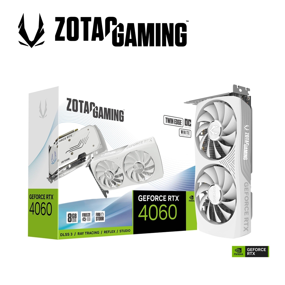 ZOTAC 索泰 GAMING GeForce RTX 4060 8GB Twin Edge OC White Edition 顯示卡 (ZT-D40600Q-10M )