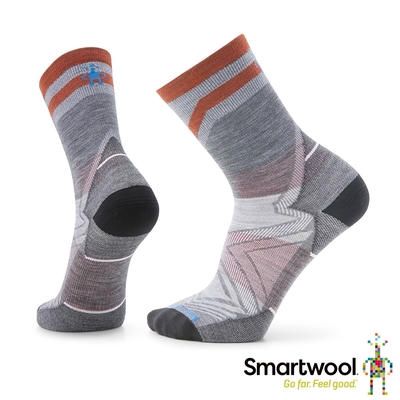官方直營 Smartwool 機能跑步超輕減震印花中筒襪 中性灰 美麗諾羊毛襪 跑襪 保暖襪 除臭襪