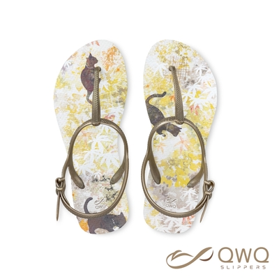 【QWQ】女款繪圖綁帶T字涼鞋-露台上的波麗-平等院-夾腳顯瘦涼鞋(GIPL00115)