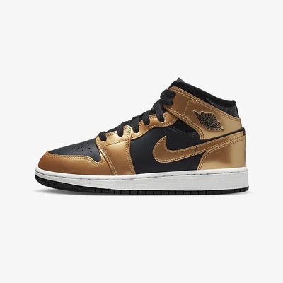 NIKE AIR JORDAN 1 MID SE (GS)大童 籃球鞋 男鞋女鞋-黑 金-DR6967071