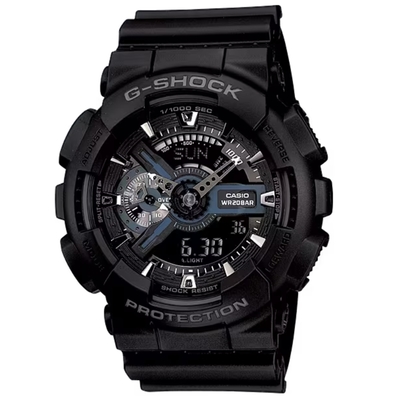 CASIO 卡西歐 G-SHOCK 重型戰匠 百搭黑 雙顯限定錶款 GA-110-1B_51.2mm