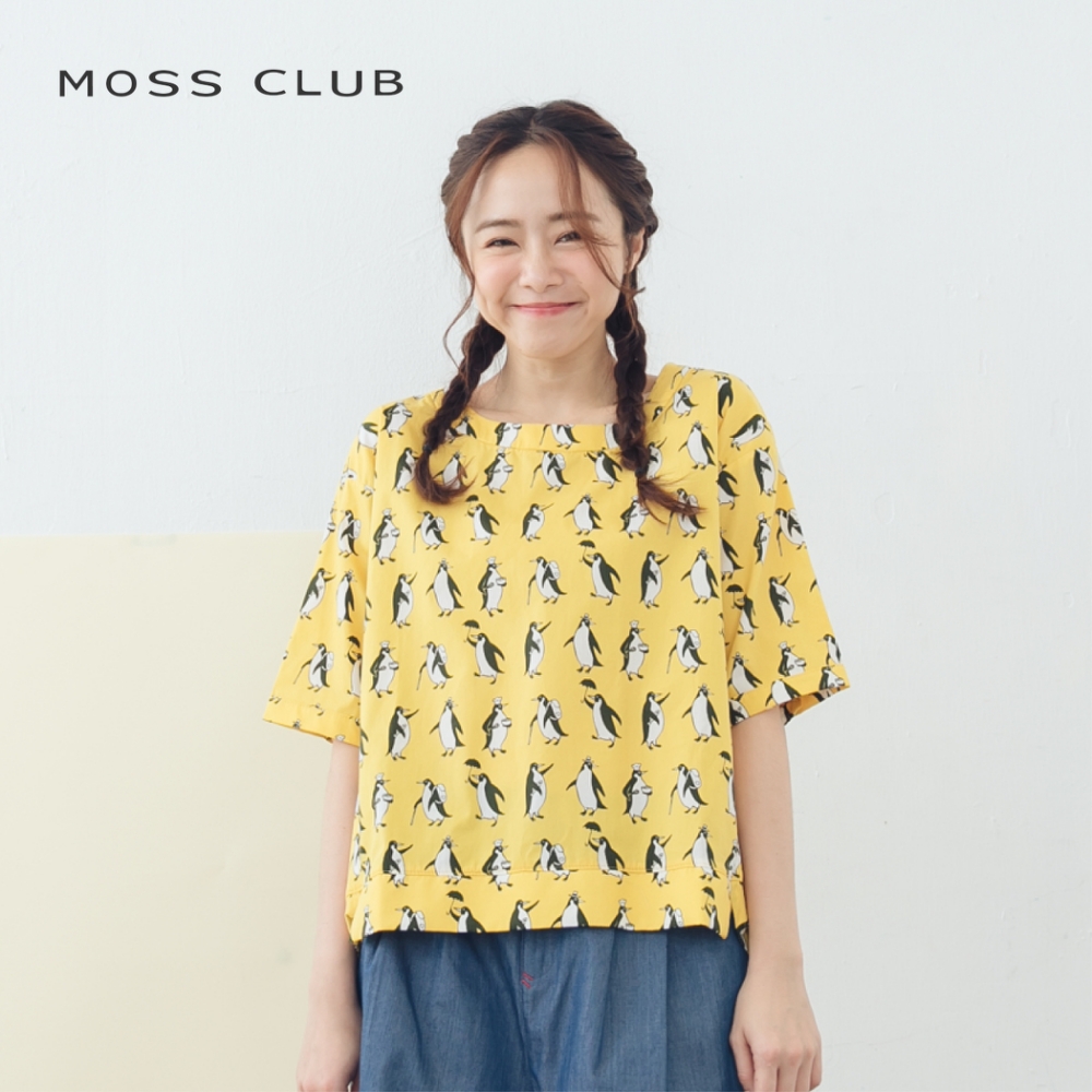 【MOSS CLUB】企鵝印花前短後長修身-襯衫(三色)