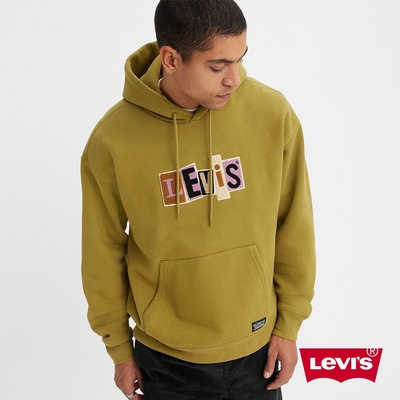 Levis 滑板系列 男款 寬鬆版超重磅口袋帽T / 拼接布章Logo / 蘚苔綠