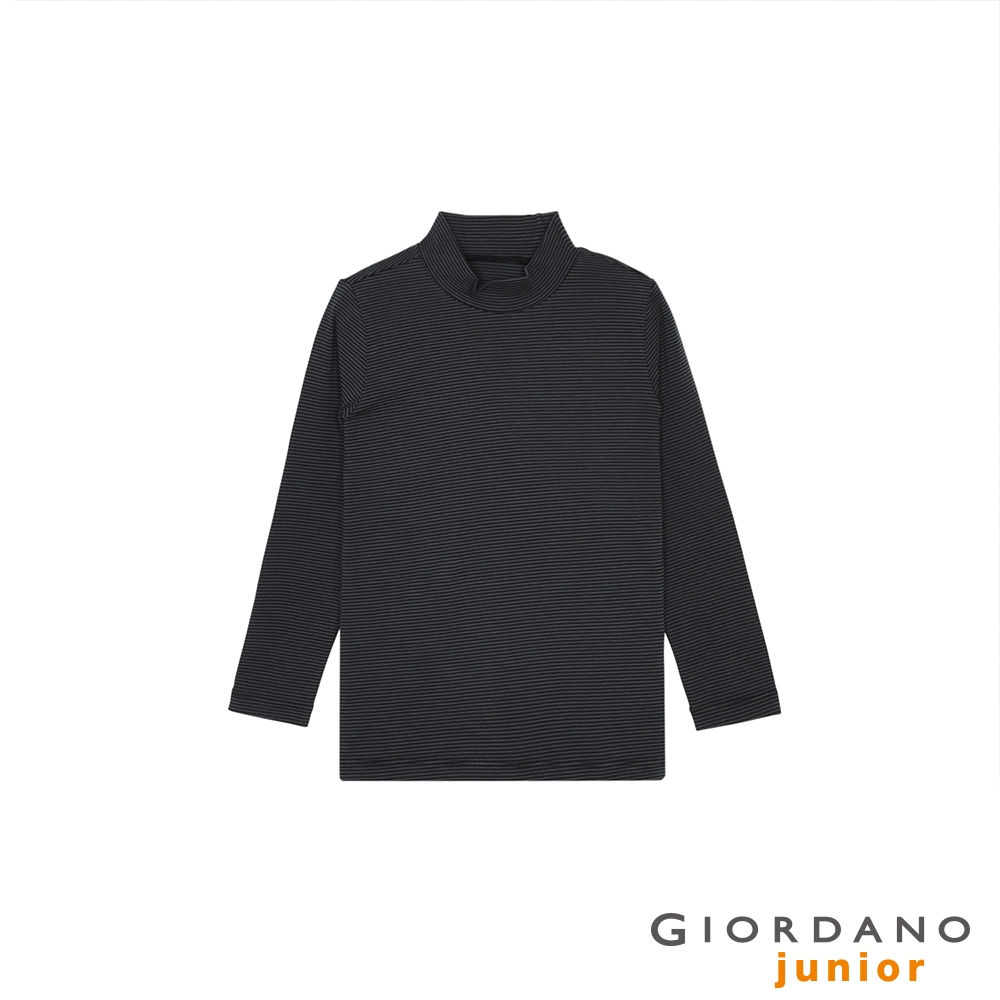 GIORDANO  童裝G-WARMER彈力高領極暖衣 - 63 標誌黑X標誌灰