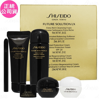 SHISEIDO 資生堂 時空琉璃LX御藏明星組(潔膚皂15ml+柔膚露25ml+日霜6ml+晚霜6ml+眼唇霜2.5ml)(公司貨)