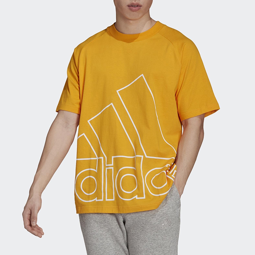 adidas 上衣 男款 短袖上衣 運動 亞規 U BIG LOGO T 黃 H60665