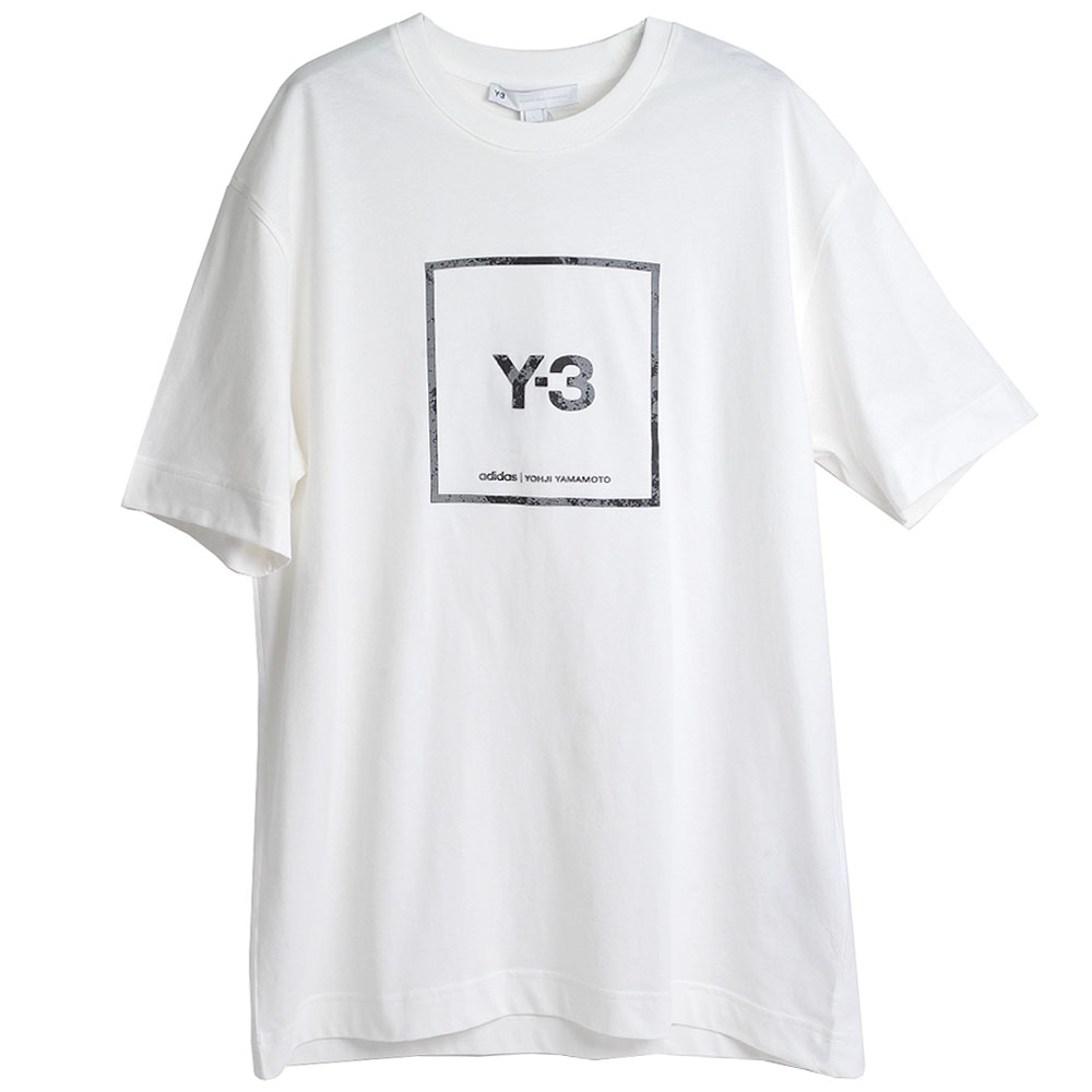 Y-3 U SQUARE SS TEE 品牌反光方形LOGO圖騰山本耀司圓領T恤(白/GV6060