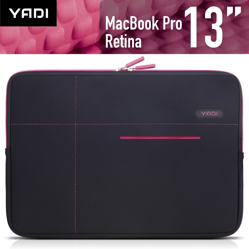 YADI MacBook Pro 13吋專用內袋_抗衝擊_防震機能_粉蝶紅