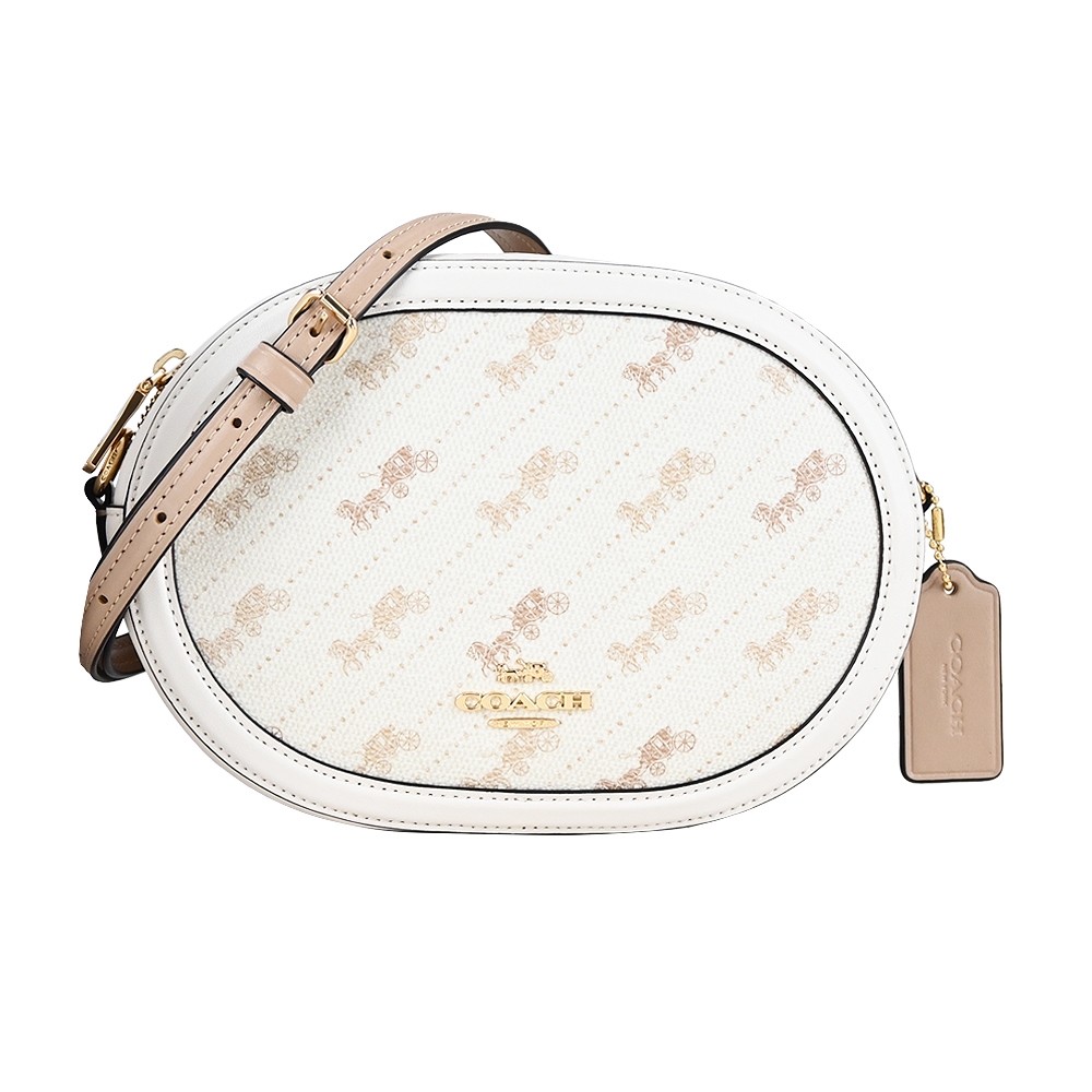 COACH CAMERA 浮水印馬車PVC圓弧斜背包(小/白) product image 1