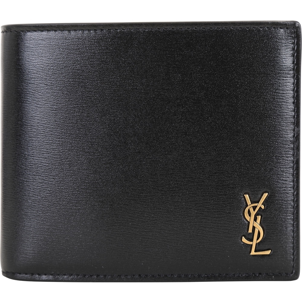 YSL Saint Laurent Tiny MONOGRAM 金字小牛皮零錢袋短夾(黑色)