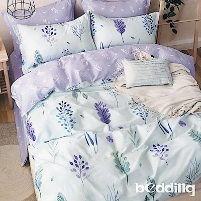 BEDDING-100%棉3.5尺單人薄式床包涼被三件組-紫羅蘭