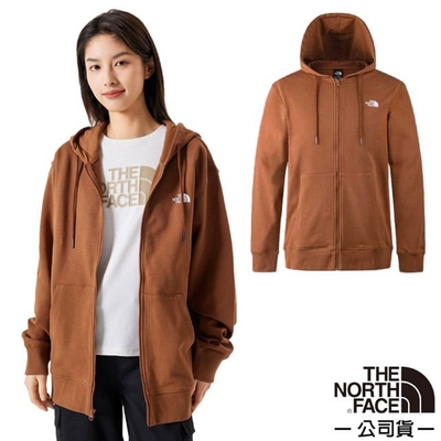 【The North Face】男女 U TNF FULL ZIP KNIT TOP 機能性保暖透氣長袖連帽外套.夾克_83OR-QHO 棕色