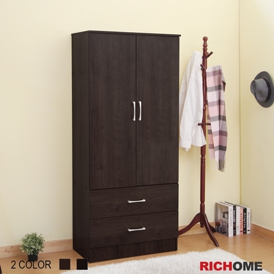 【RICHOME】傑菲雙門雙抽衣櫥W80×D42.5×H180.5cm