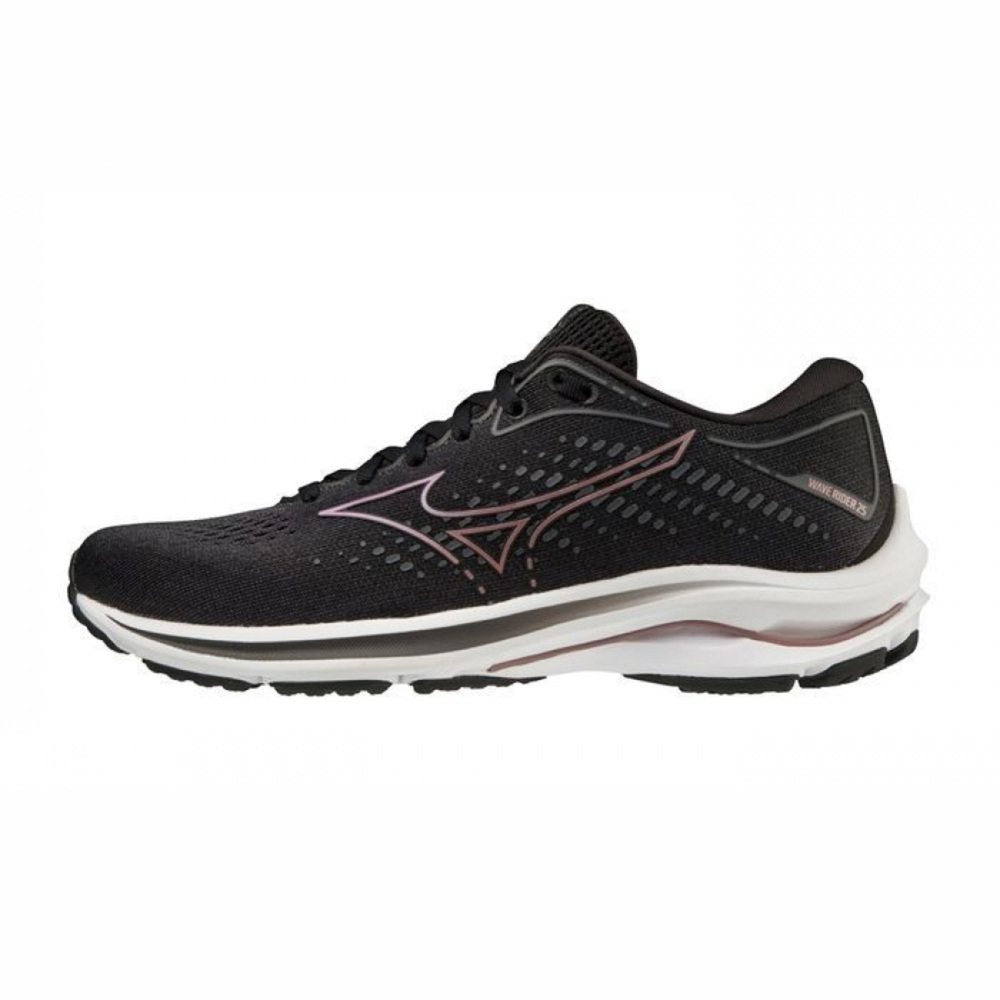 Mizuno Wave Rider 25 Wide [J1GD210644] 女 慢跑鞋 運動 路跑 超寬楦 黑 香檳粉