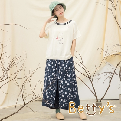 betty’s貝蒂思　印花布前排釦褲裙(藍色)