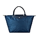 LONGCHAMP  LE PLIAGE GREEN奔馬LOGO尼龍短提把拉鍊手提包(中/海洋藍x深藍) product thumbnail 1