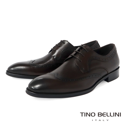 TINO BELLINI 男款 牛皮擦色翼紋沖孔德比紳士鞋