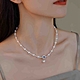 【Paiya 派亞】S925銀海藍寶碎銀天然淡水珍珠項鍊法式輕奢優雅小眾氣質高級感鎖骨鏈 product thumbnail 1