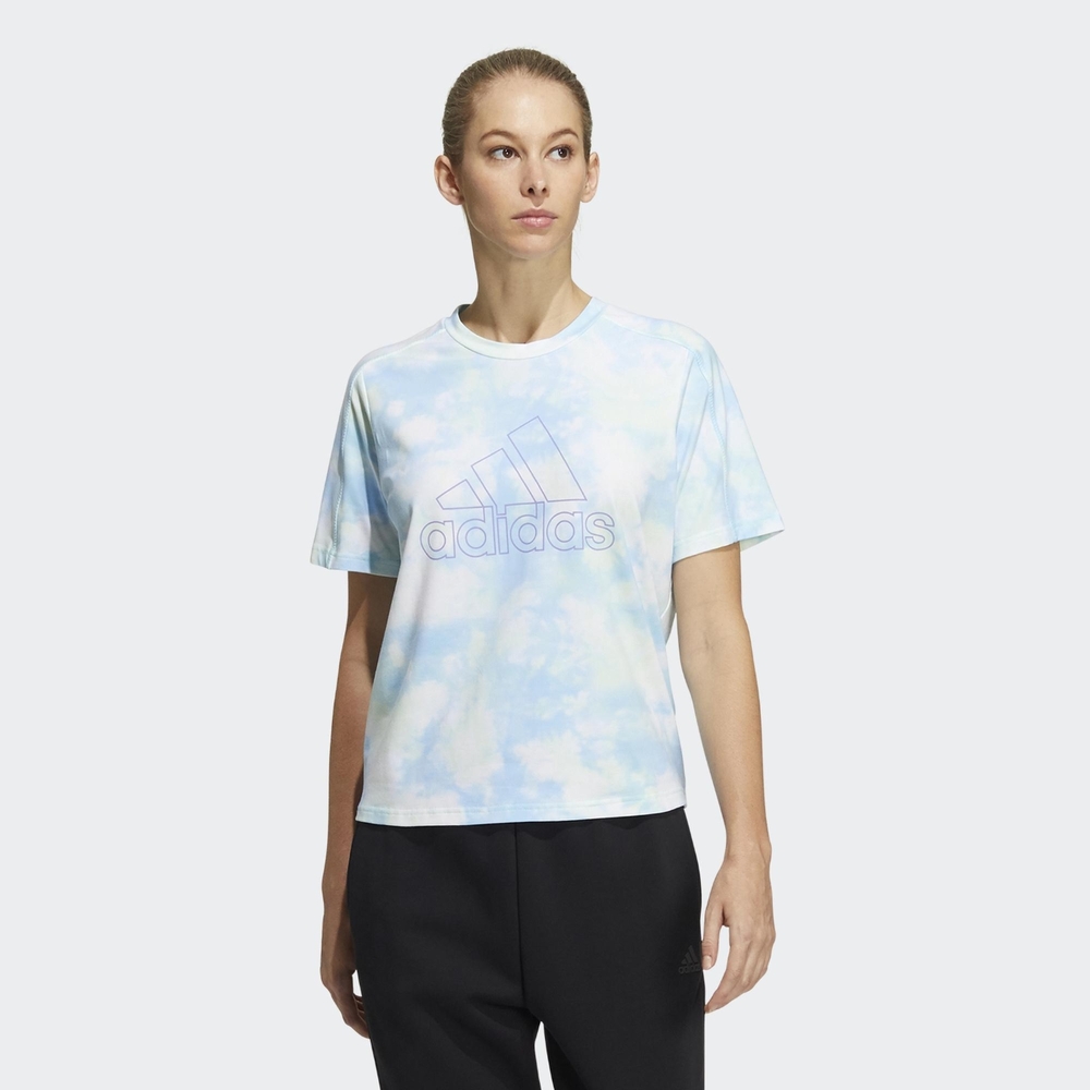 ADIDAS MET AOP TEE 紮染 女短袖上衣-藍-HF2488