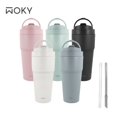 【WOKY 沃廚】[●●]渾圓杯770ml (附Tritan粗吸管+矽膠粗吸管)