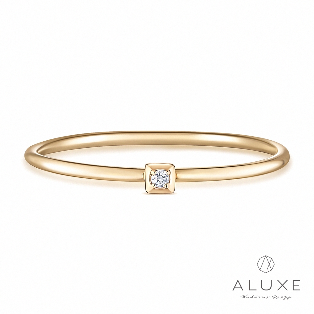 ALUXE 亞立詩 10K金 鑽石戒指 極簡方 方形 RW0206
