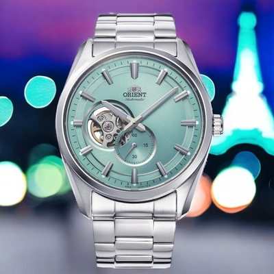 ORIENT 東方錶 Semi-Skeleton 系列 鏤空 小秒針機械錶 手錶 男錶 冰藍色-RA-AR0009L