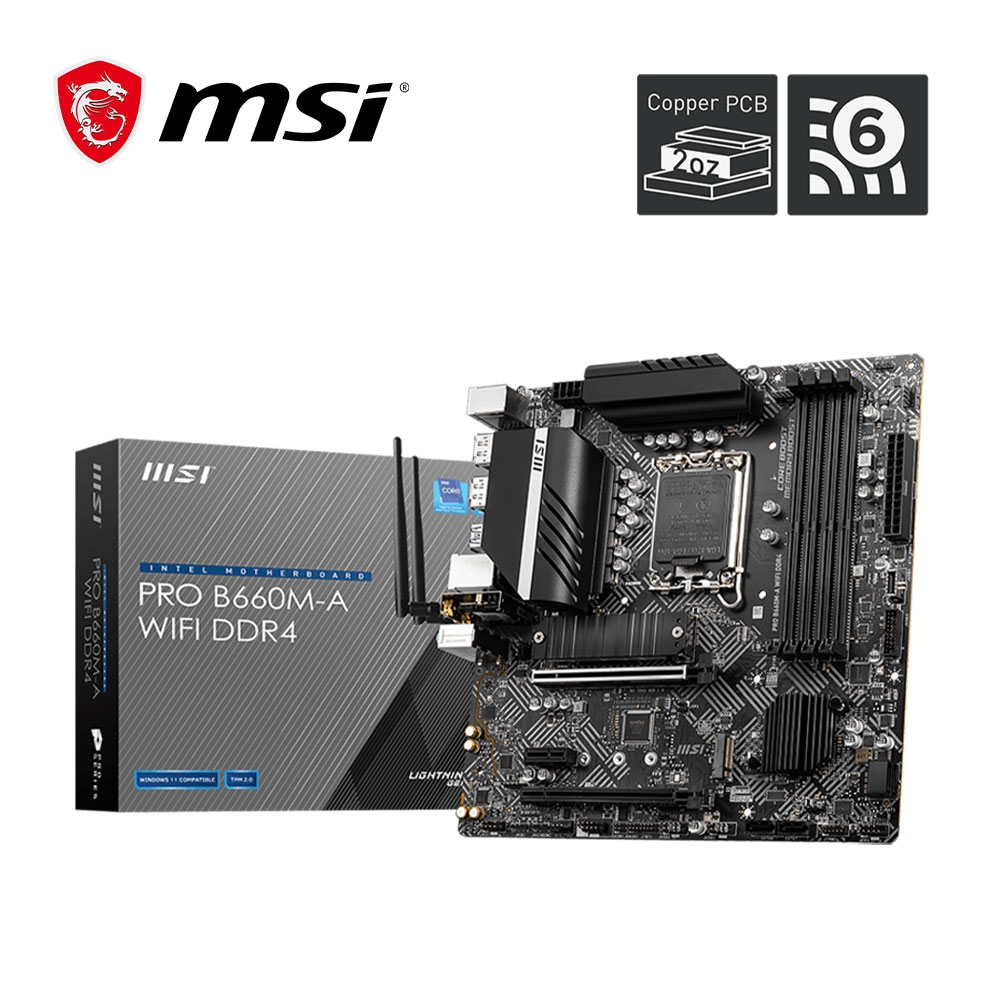 微星MSI PRO B660M-A WIFI DDR4 INTEL 主機板