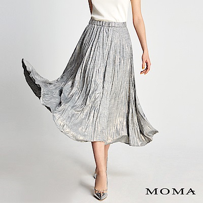 MOMA 不規則壓紋銀色長裙