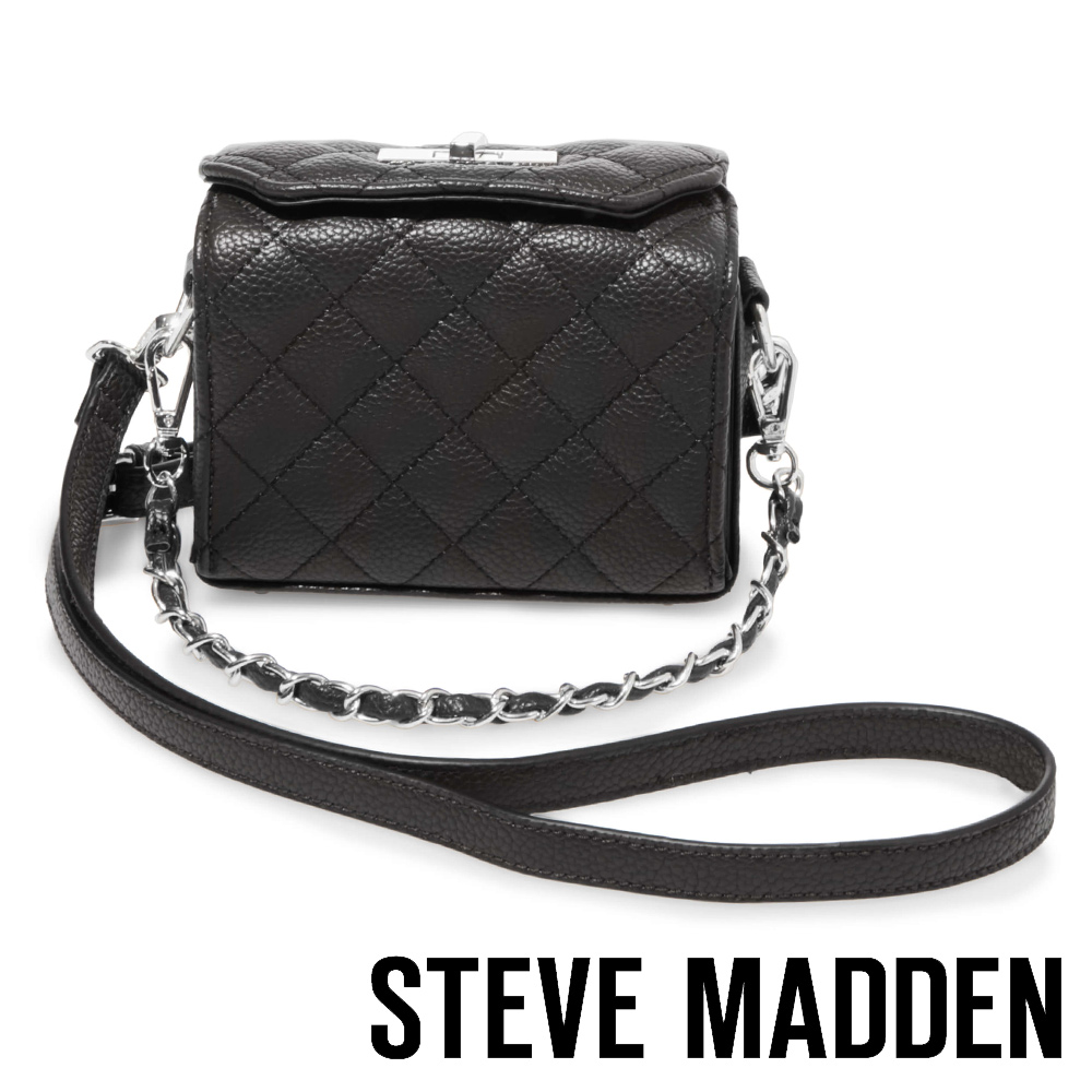 STEVE MADDEN-BJAXXON 經典菱格壓紋肩包-黑色