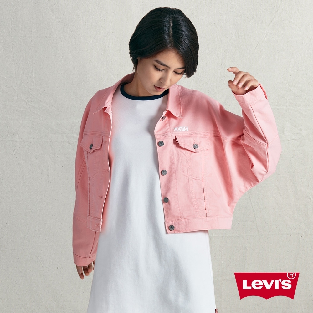 Levis 女款 牛仔外套 寬鬆短版 迷你Box Logo 細節 彈性布料