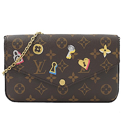 LV M63999 Pochette 鑰匙圖樣經典花紋斜背鍊包