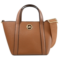 MICHAEL KORS HADLEIGH 經典MK LOGO素面手提斜背兩用小托特包(焦糖棕)