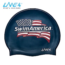 羚活 兒童矽膠泳帽 美國國旗 LANE4 SILICONE CAP