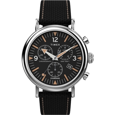 TIMEX 天美時 復刻系列  41 毫米 撞色三眼計時手錶  (銀x黑 TXTW2V43700)