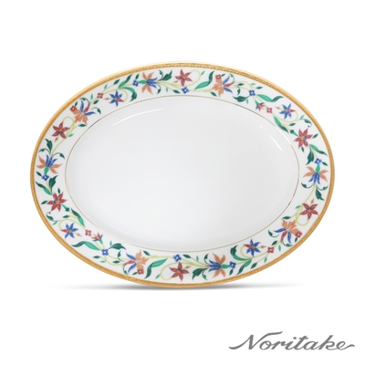 【NORITAKE】鳳彩鎏花金邊橢圓盤29.4CM