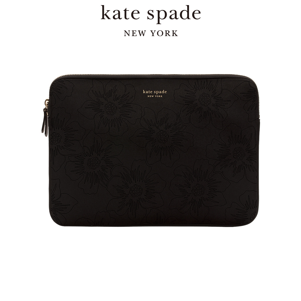 【kate Spade】13吋筆電蜀葵壓花緩震保護包/袋-黑色