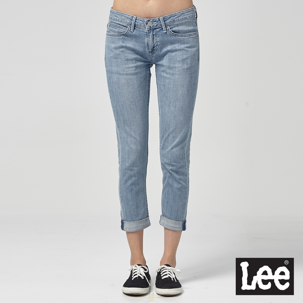 Lee 女款 涼感 329 七分低腰修身窄管牛仔褲 淺藍洗水