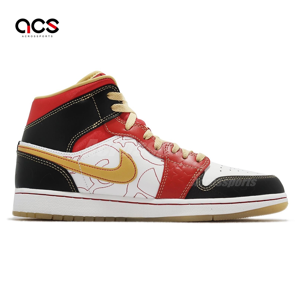 Nike 休閒鞋Air Jordan 1 Mid SE GC 紅金黑白中國風男鞋XQ AJ1 一代 