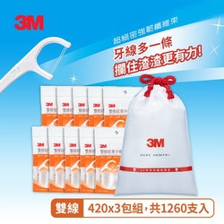 3M 雙線細滑牙線棒超值分享包(420支入x3包組)-共1260支